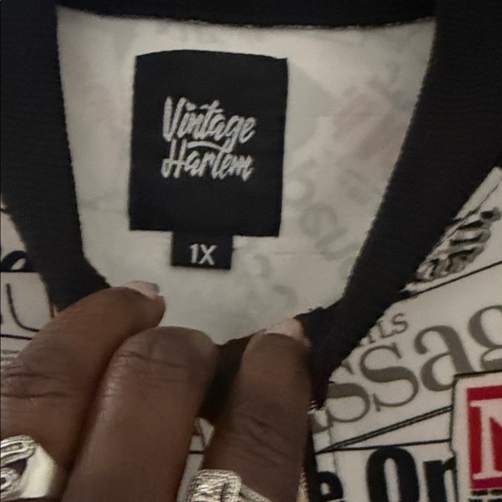 Vintage Harlem Graphic Jacket - Black & White Print